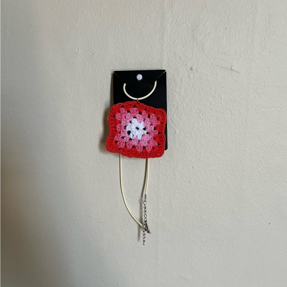 Handmade mini granny square necklace